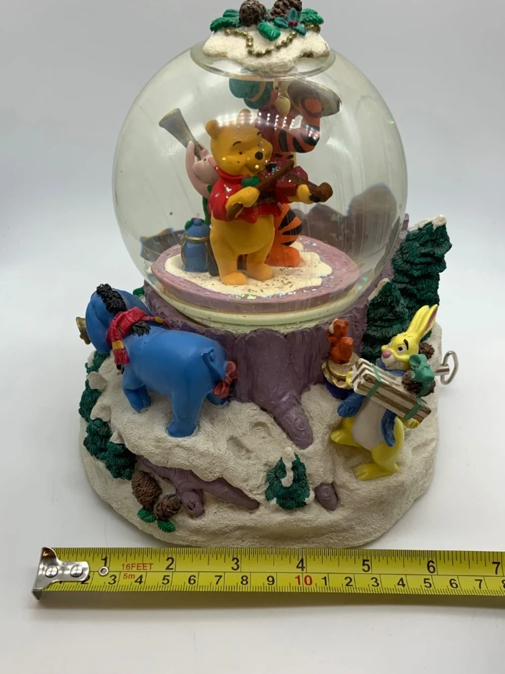 Vintage Disney Winnie the Pooh & Friends We Wish You A Merry Christmas Snowglobe